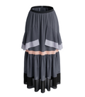 Chic Tiered Midi Skirt in Contrasting Tones - 30566