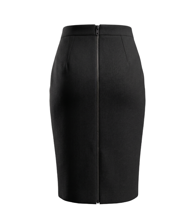 Classic High-Waisted Black Pencil Skirt - 9382