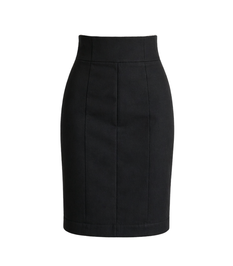 Elegant Black Straight Skirt - 16643