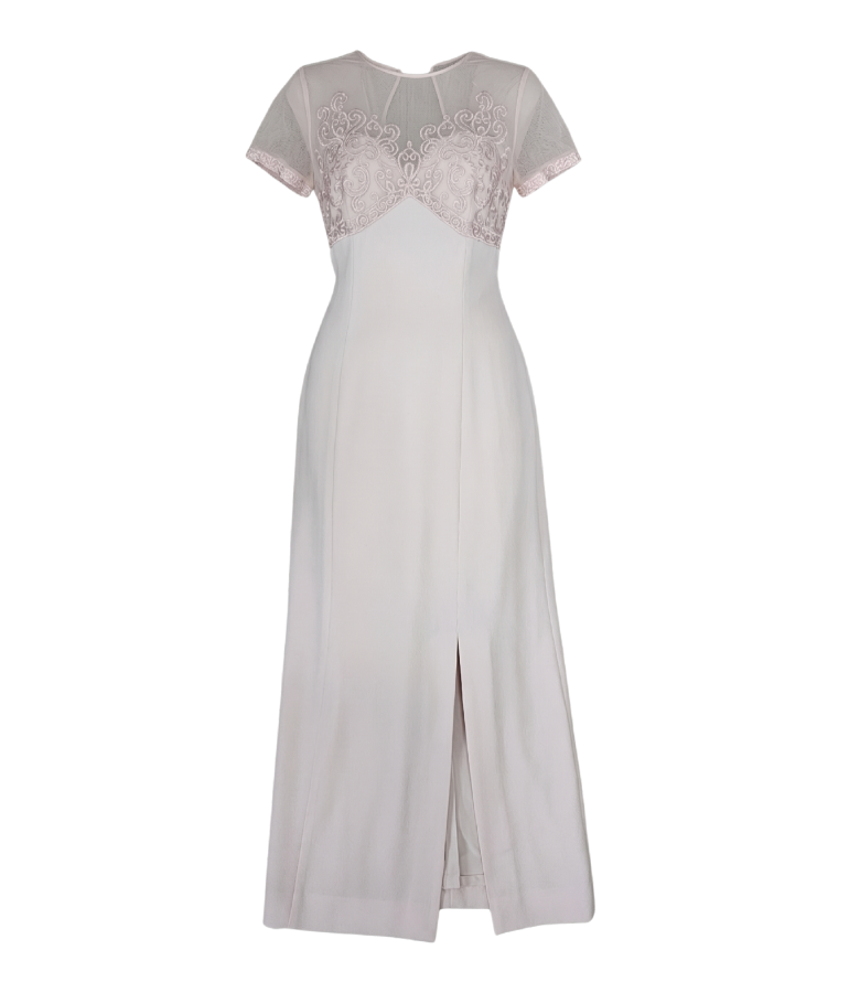 Elegant Blush Pink Illusion Bodice Gown - 25112