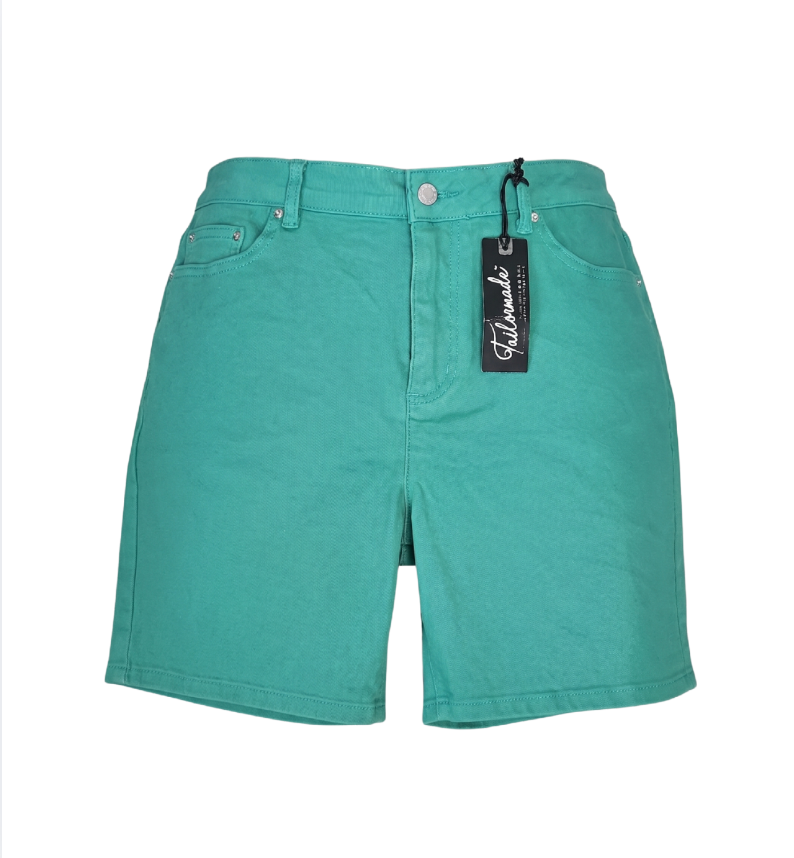 Vibrant Emerald Green High-Waisted Denim Shorts - 30250