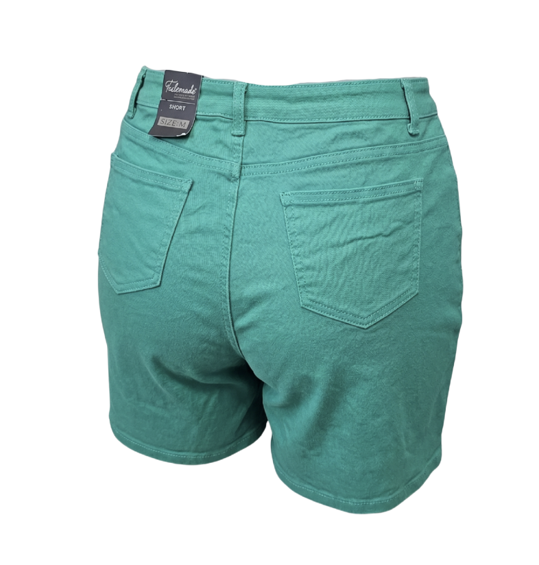 Vibrant Emerald Green High-Waisted Denim Shorts - 30250
