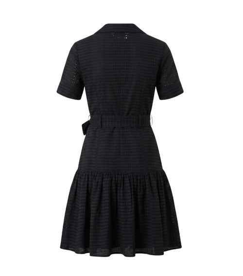 Black Eyelet Lace Wrap Dress - 18254