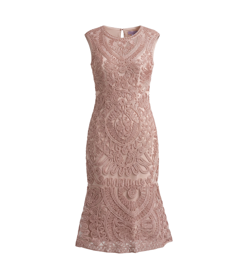 Intricate Rose Gold Soutache Mermaid Dress - 32232