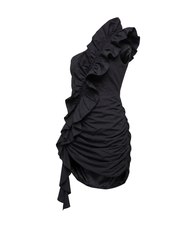 Asymmetrical Ruched Mini Dress - 30404