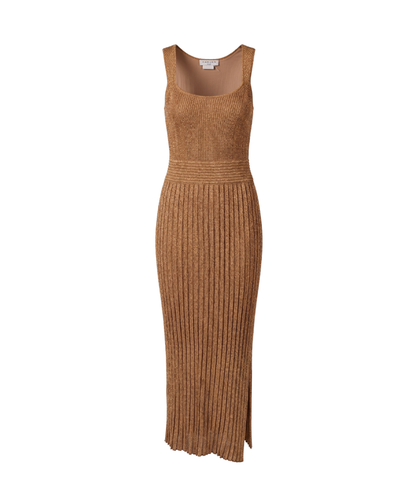 Esteban Cortazar Metallic Rib Knit Midi Dress - 32658