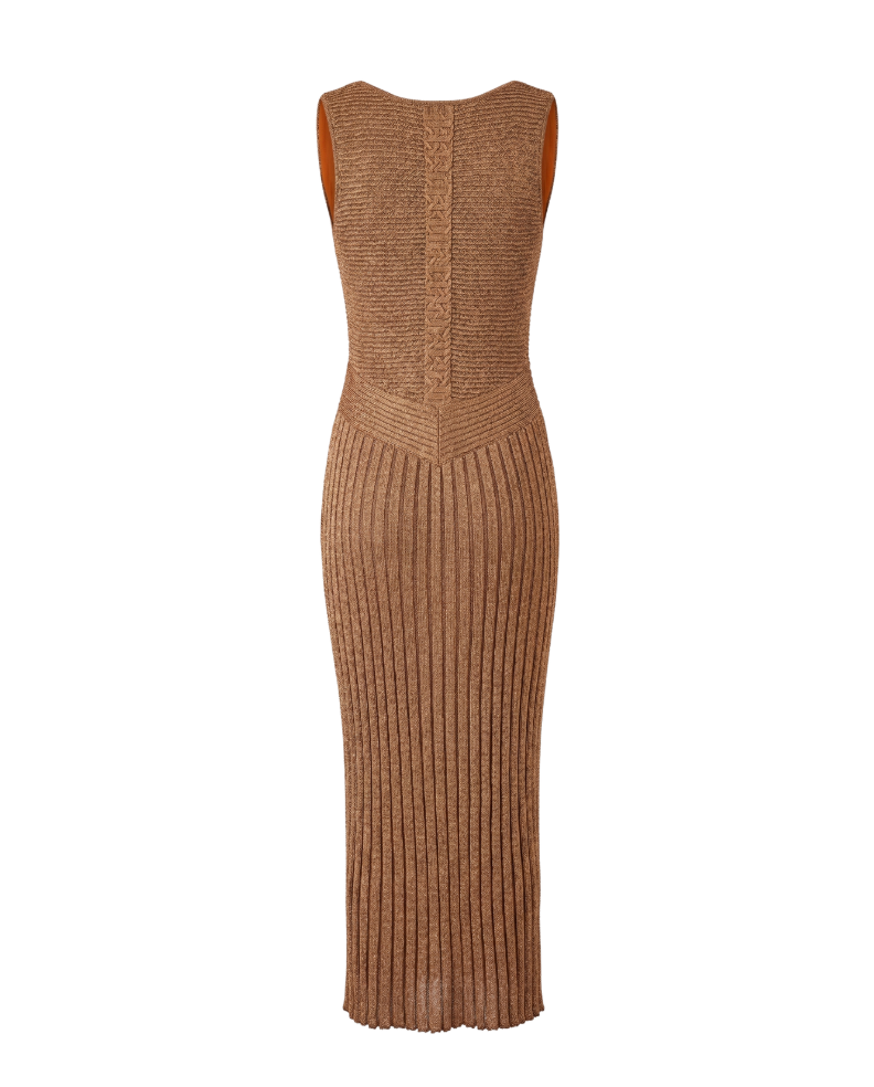 Esteban Cortazar Metallic Rib Knit Midi Dress - 32658