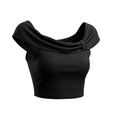 Sleek Black Draped Crop Top - 33956