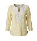 Striped Linen-Blend Embroidered Blouse - 34250