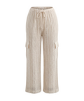 Crochet-Style Wide-Leg Cargo Pants - 34394
