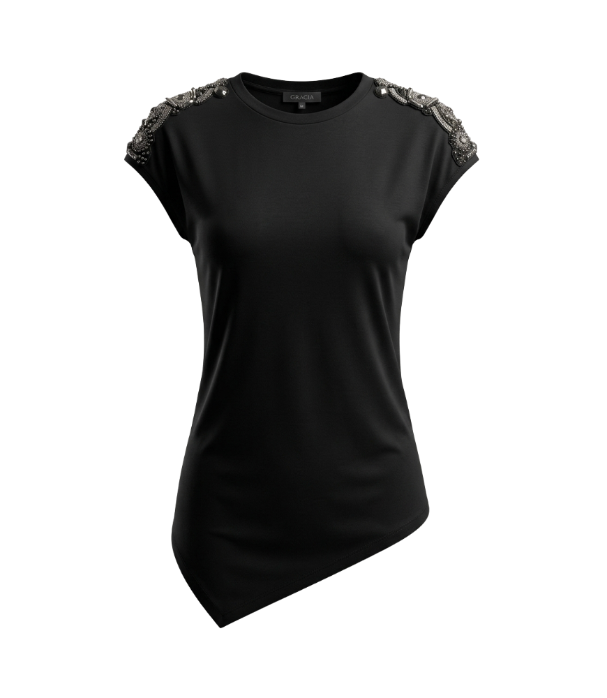 Gracia Embellished Shoulder Blouse - 34230
