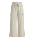 Pinstriped Cargo Wide-Leg Pants - 33767