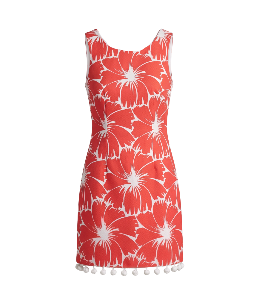 Trina Turk Coral Hibiscus Shift Dress - 10175