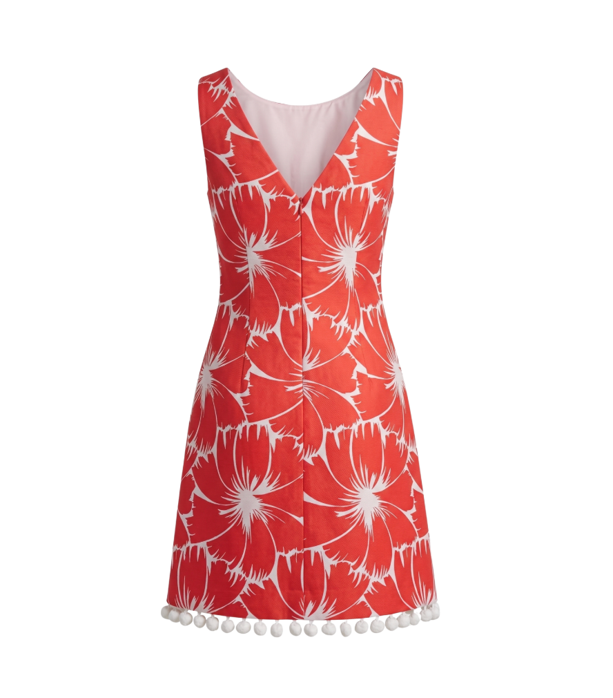 Trina Turk Coral Hibiscus Shift Dress - 10175