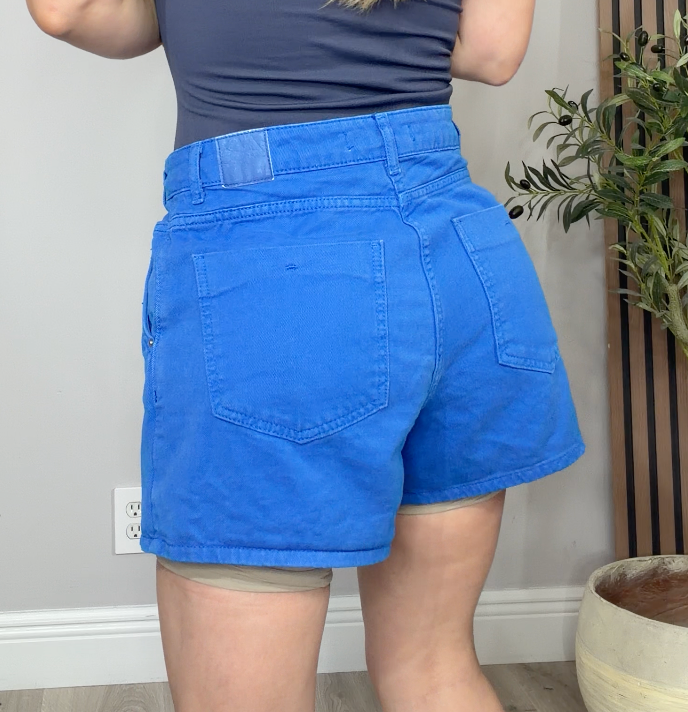 Asymmetrical Cobalt Blue Button-Front Skort - 34508