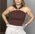 Elegant Ribbed Halter Blouse - 28906