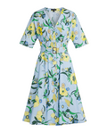 Charming Floral Short-Sleeve Midi Dress - 2757