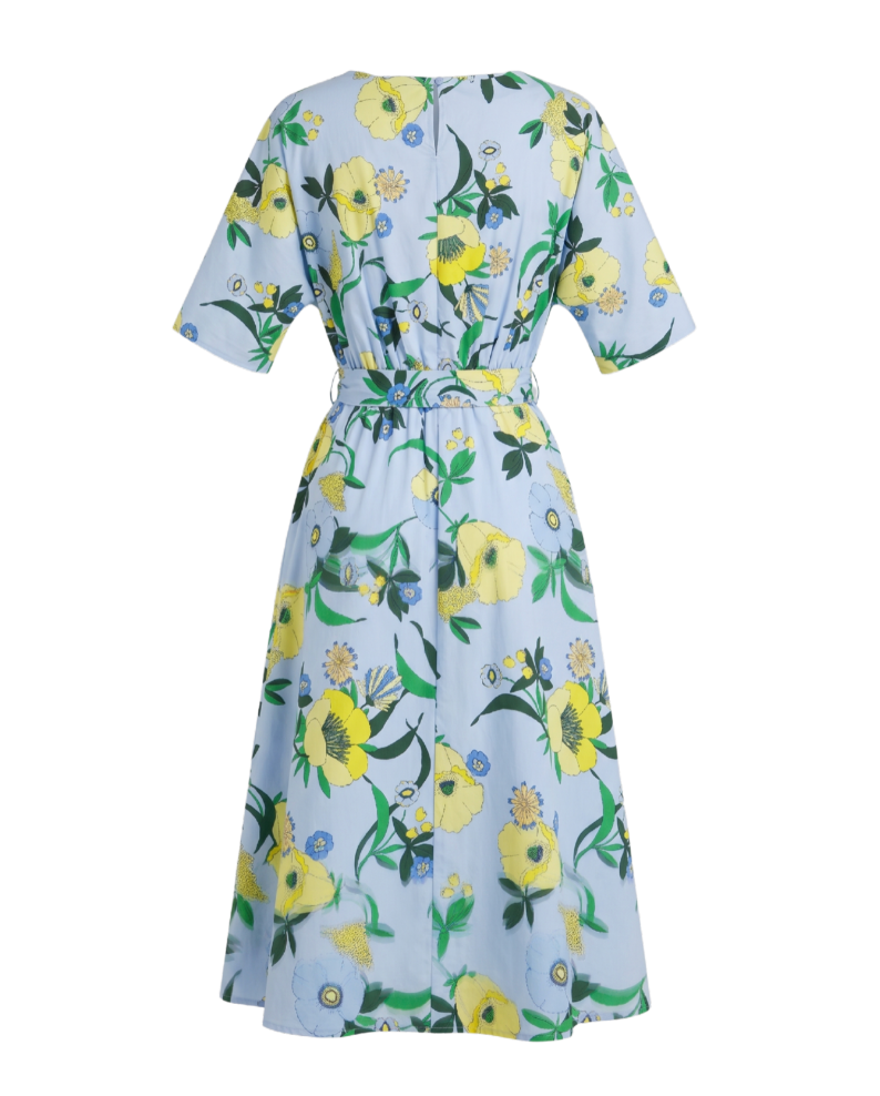Charming Floral Short-Sleeve Midi Dress - 2757