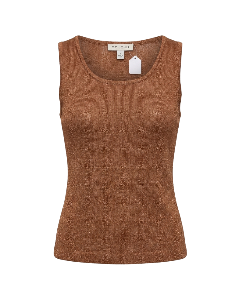 St. John Shimmering Bronze Knit Tank Top - 10048