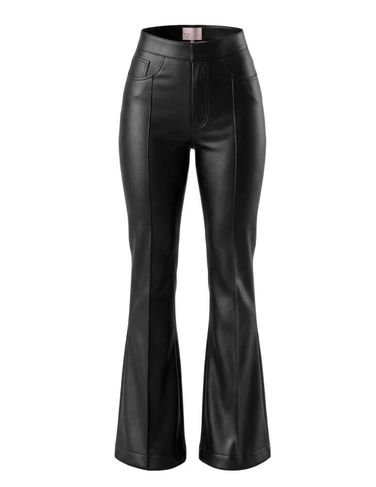 Revice Denim Vegan Leather Flare Pants - 10990