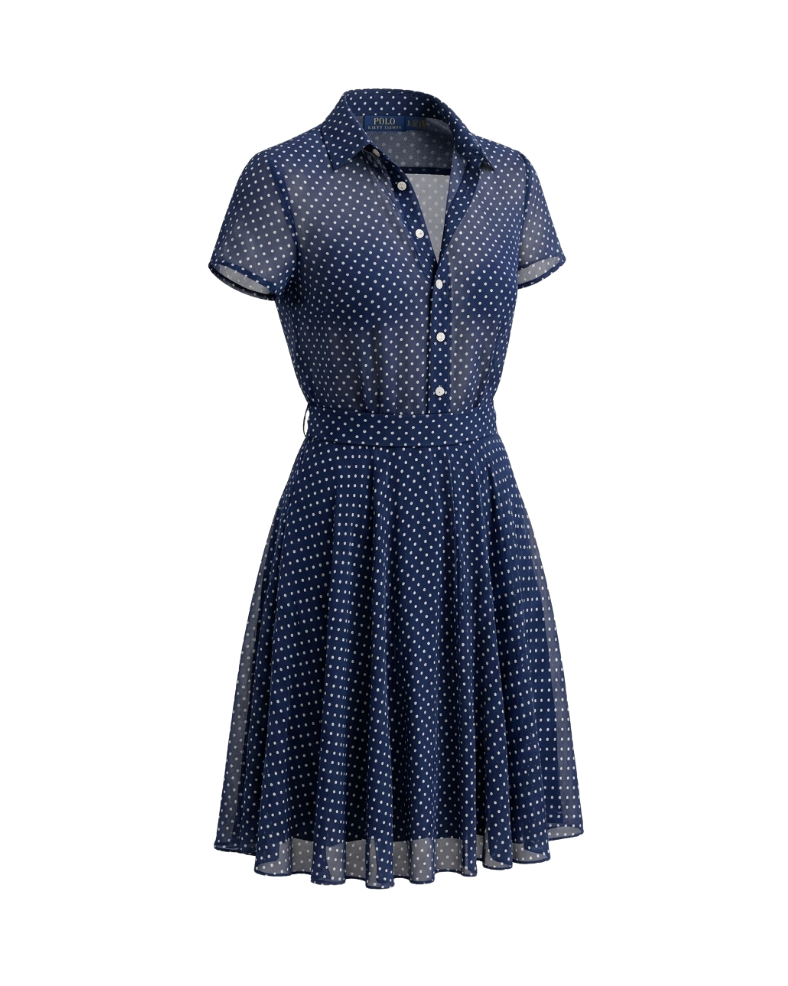 Polka Dot Georgette Shirtdress- 16068