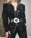 Embroidered Black Velvet Statement Blazer - 34475
