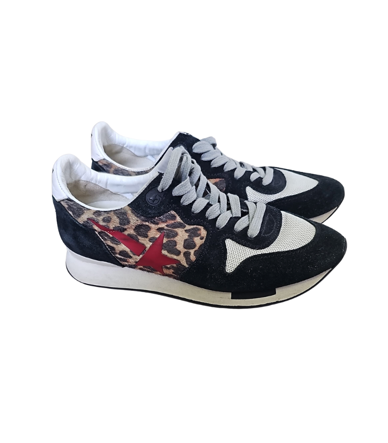 Golden Goose Running Sole - Leopard & Red Star - 6050