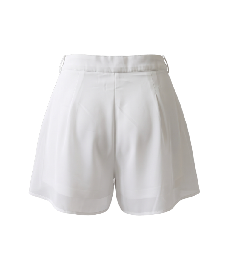Elegant High-Waisted Pleated Shorts - 33373