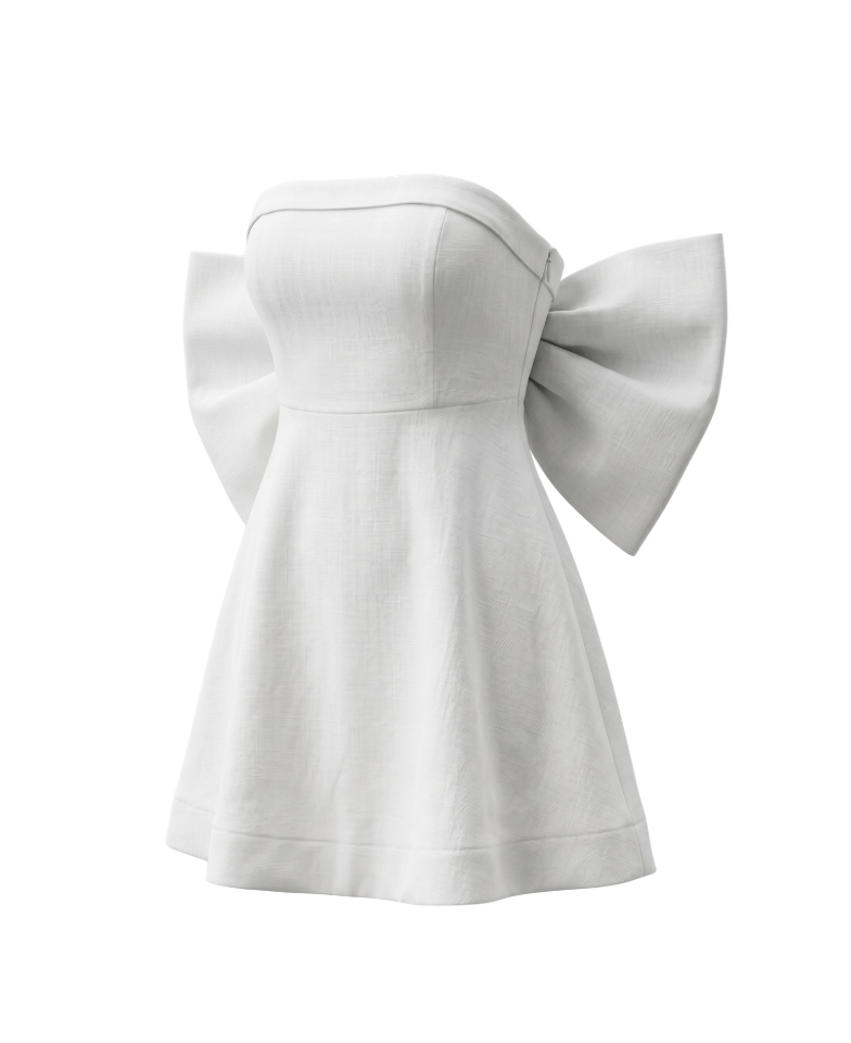 DISSH Backless Bow-Accent Linen Mini Dress