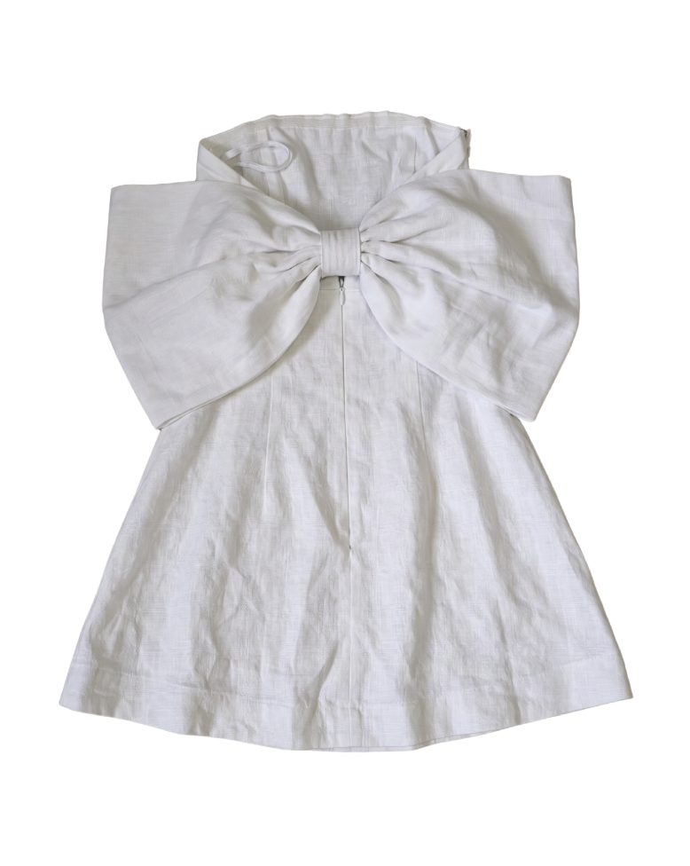 DISSH Backless Bow-Accent Linen Mini Dress - 32412