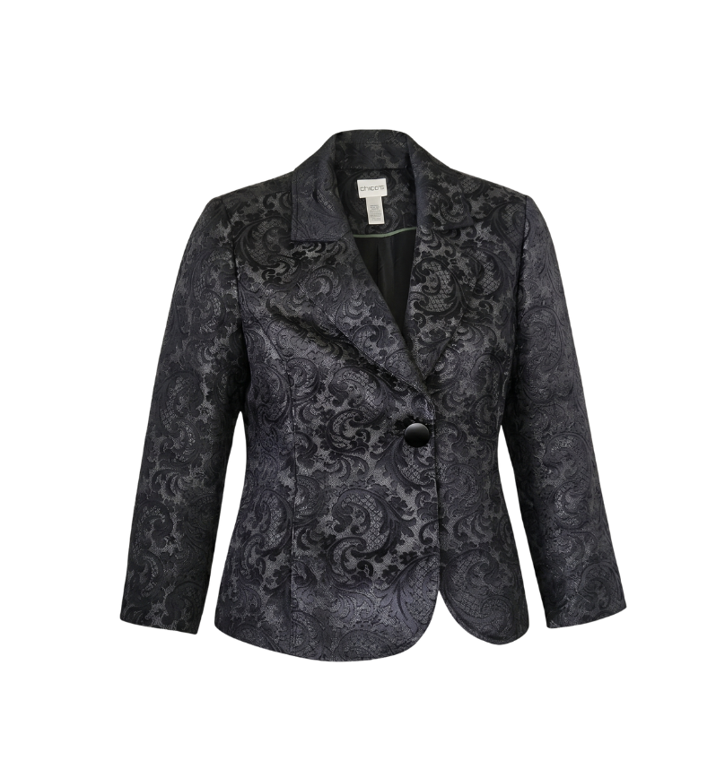 Chico's Black Damask Brocade Blazer - 33687