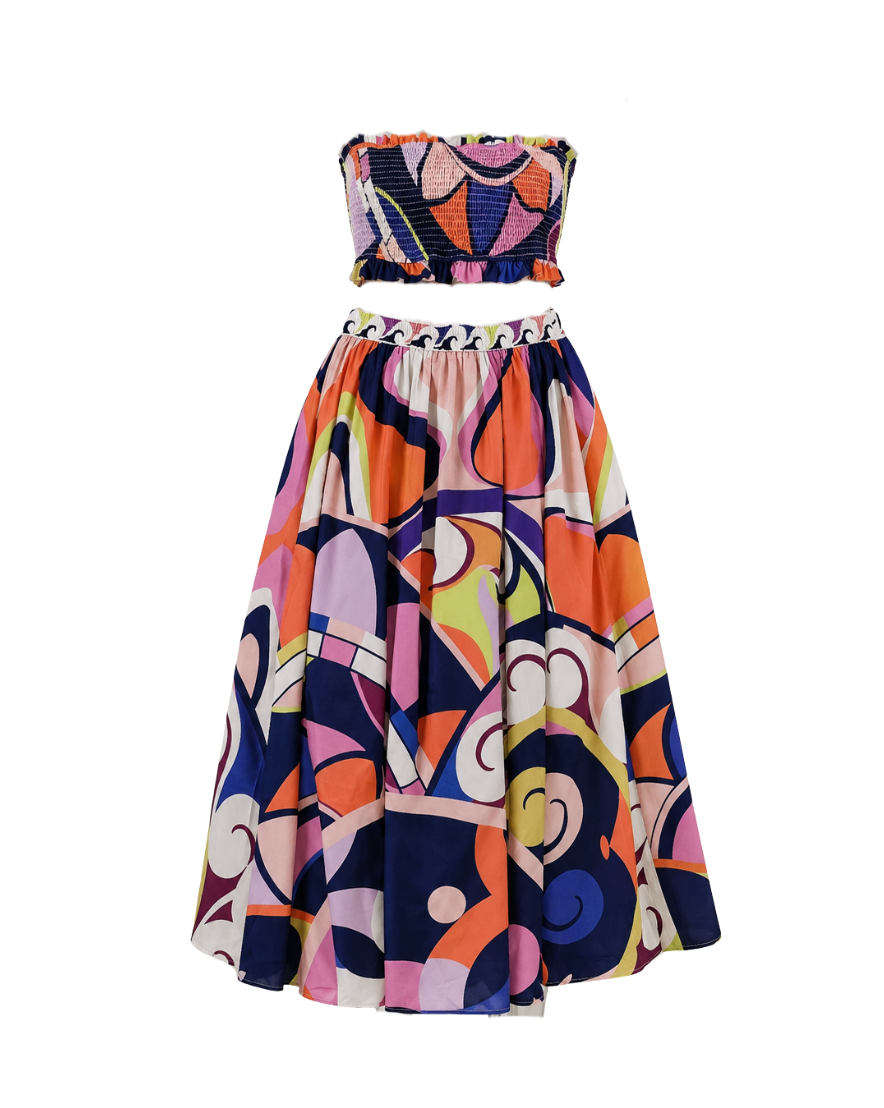 Abstract Print Strapless Set - 31727