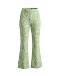 Green Zebra Pattern Bell Bottom Pants - 31775