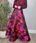 Vibrant Floral Brocade Maxi Skirt - 34717