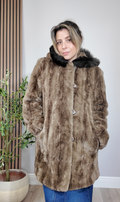 Luxurious Utex Faux Fur Hooded Coat- 34227