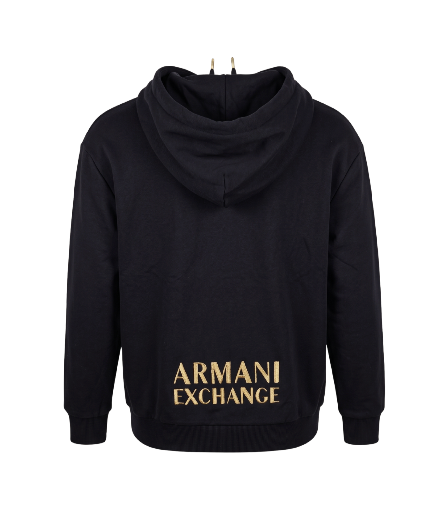 Armani Exchange Gold-Zip Logo Hoodie – Black - 30286