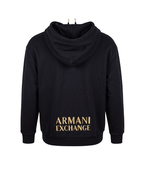 Armani Exchange Gold-Zip Logo Hoodie – Black - 30286
