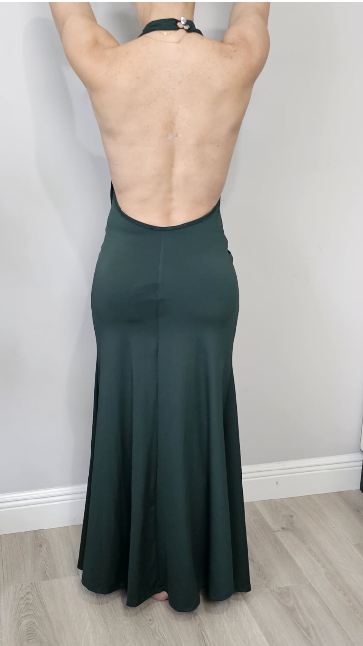 Halter Draped Gown – Forest Green  - 31546