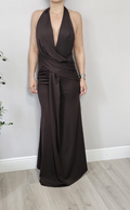 Halter Draped Gown – Deep Brown - 31548