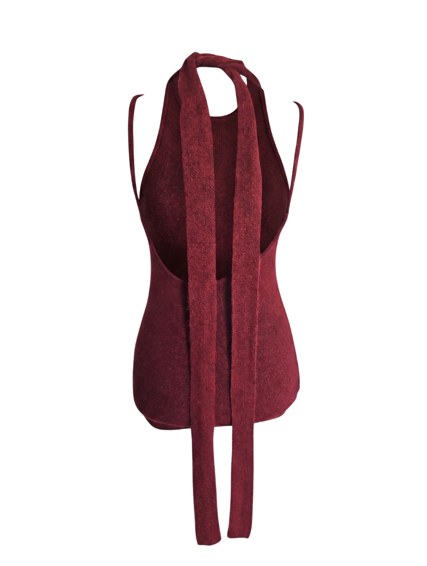 Maroon Knit Mock-Neck Set - 32526