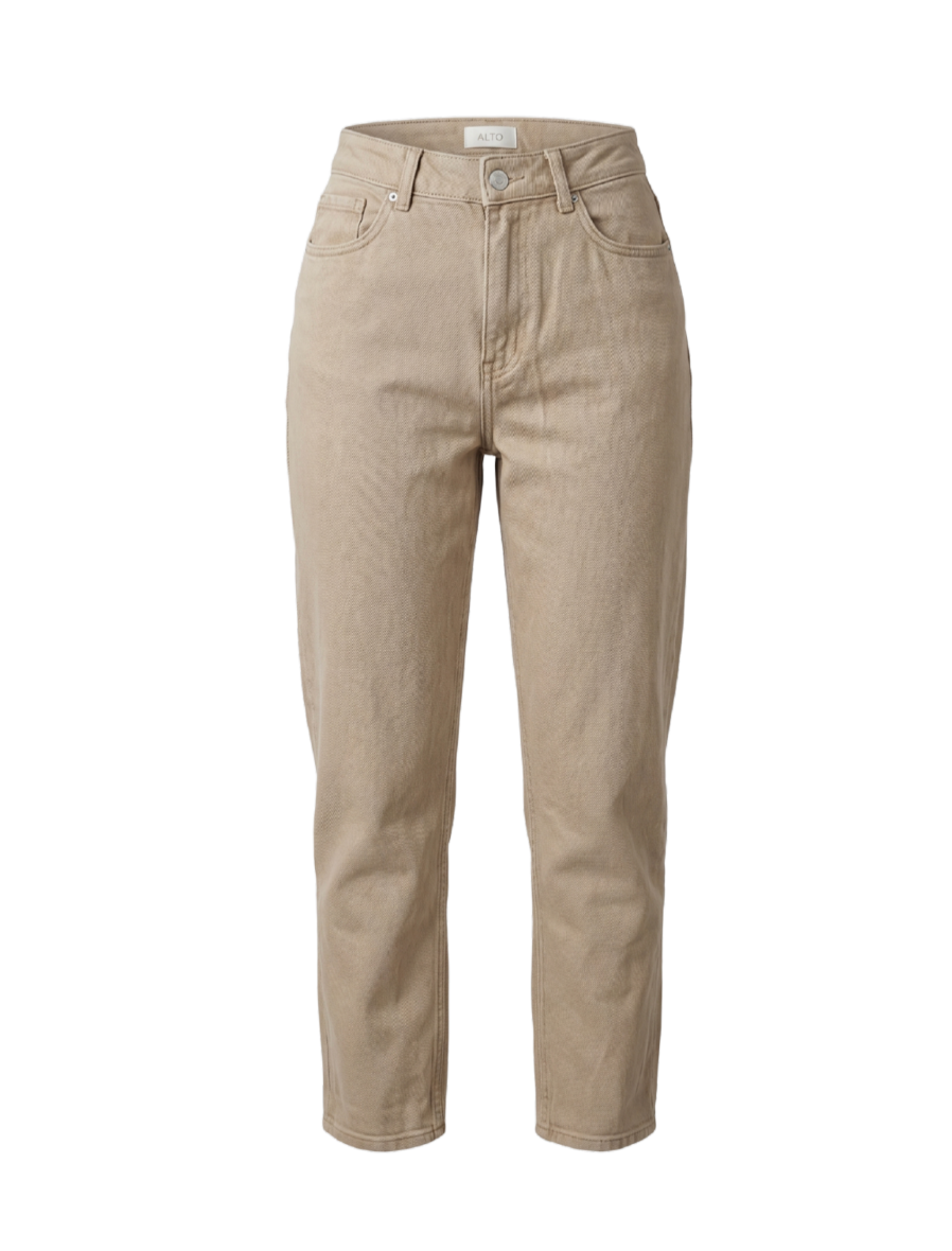 Beige High-Rise Straight Leg Jeans - 33000