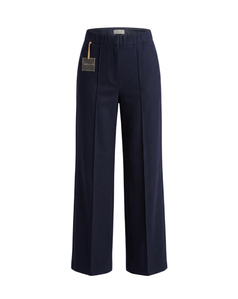 Navy Wide-Leg Tailored Trousers - 32924