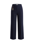 Navy Wide-Leg Tailored Trousers - 32924