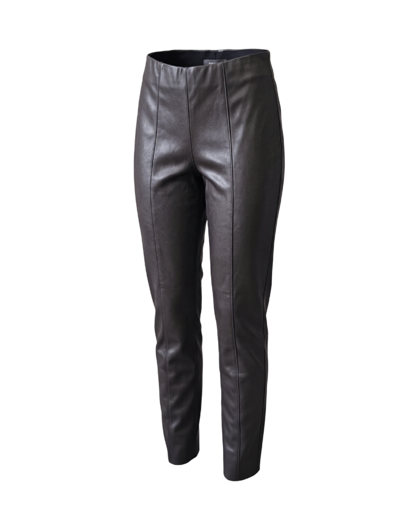 Leather Leggings with Front Seam Details - 30666