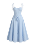 Linen-Blend Smocked Midi Dress - 30235