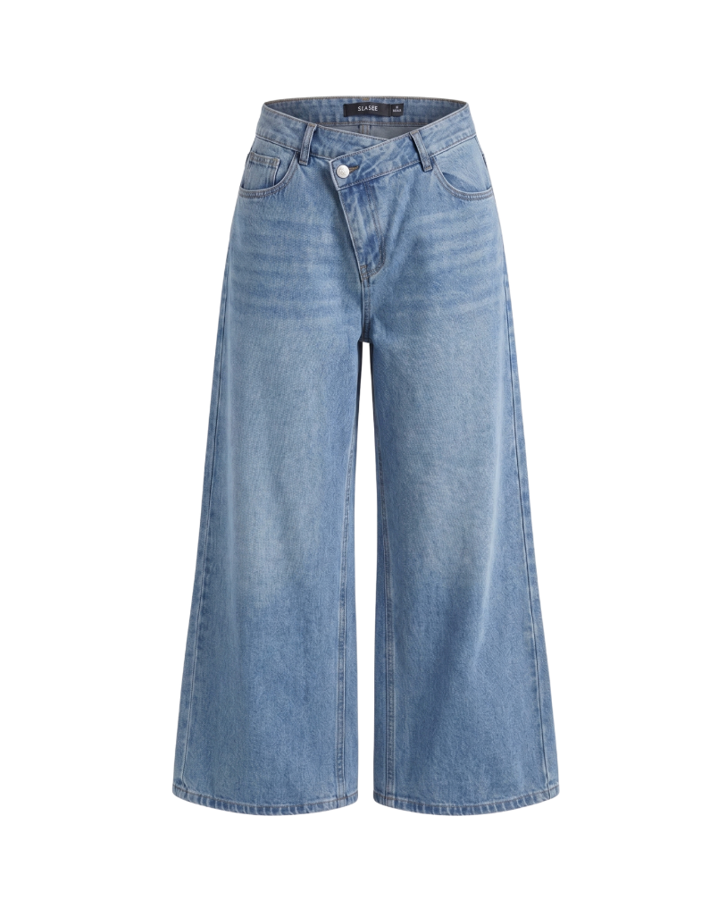 Criss-Cross Waist Wide-Leg Jeans - 30265