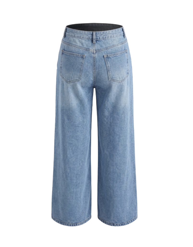 Criss-Cross Waist Wide-Leg Jeans - 30265