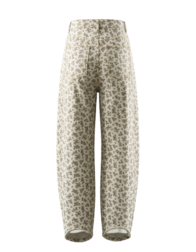 Floral Print High-Rise Jeans - 34084