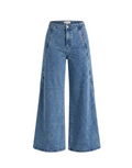 Wavy Stitched Wide-Leg Risen Jeans - 31316
