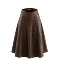 Faux Leather A-Line Midi Skirt - 30240